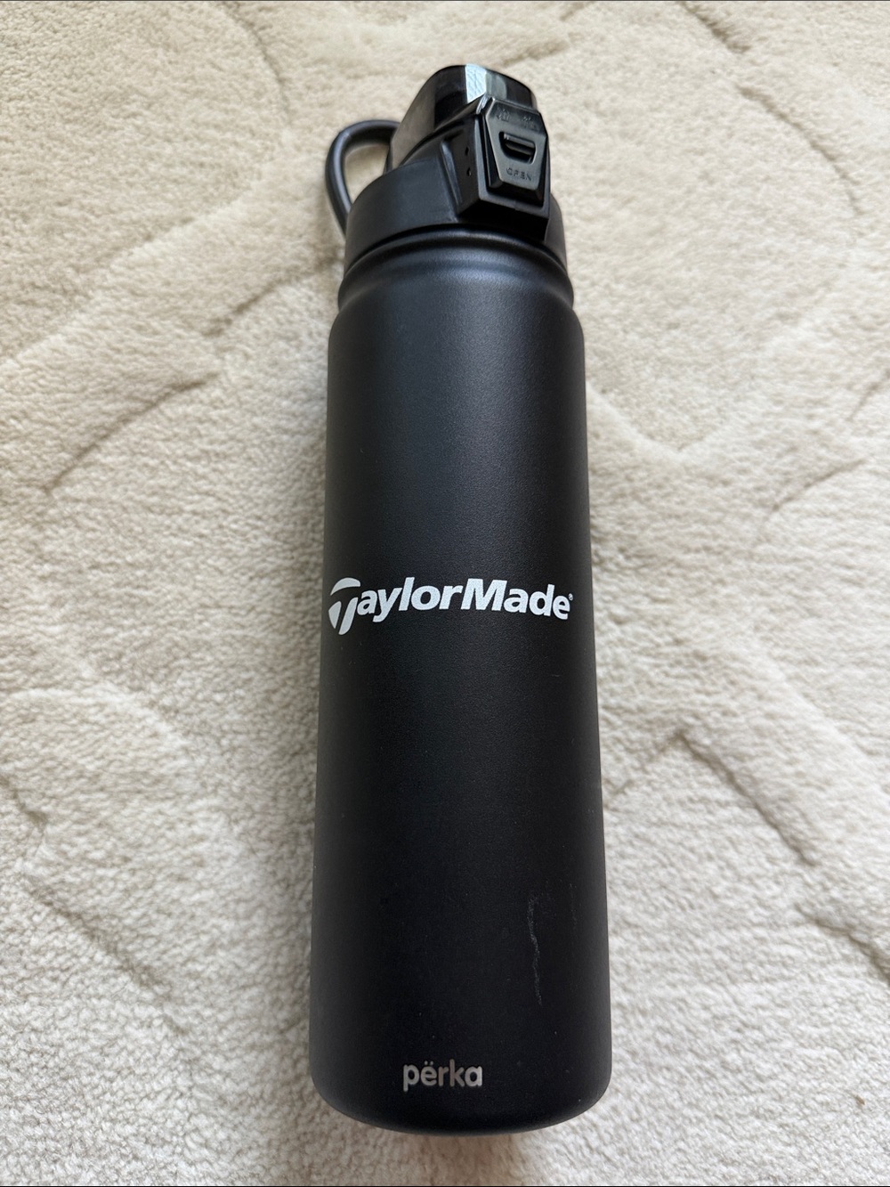 TaylorMade Perka Black Matte Water Bottle with Logo